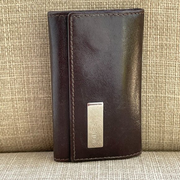 FENDI Key Chain Logo Leather 6 Ring Key Case Brown Keys Holder Bag Made in Italy - Picture 8 of 12